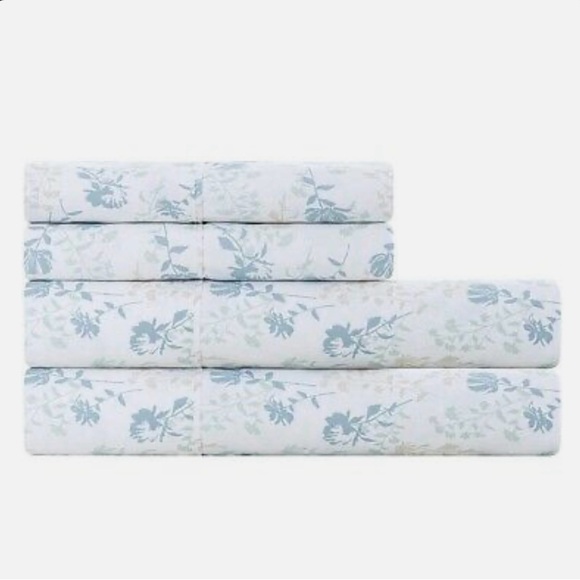 King 6 Piece Sheet Set - Floral White - Picture 5 of 7